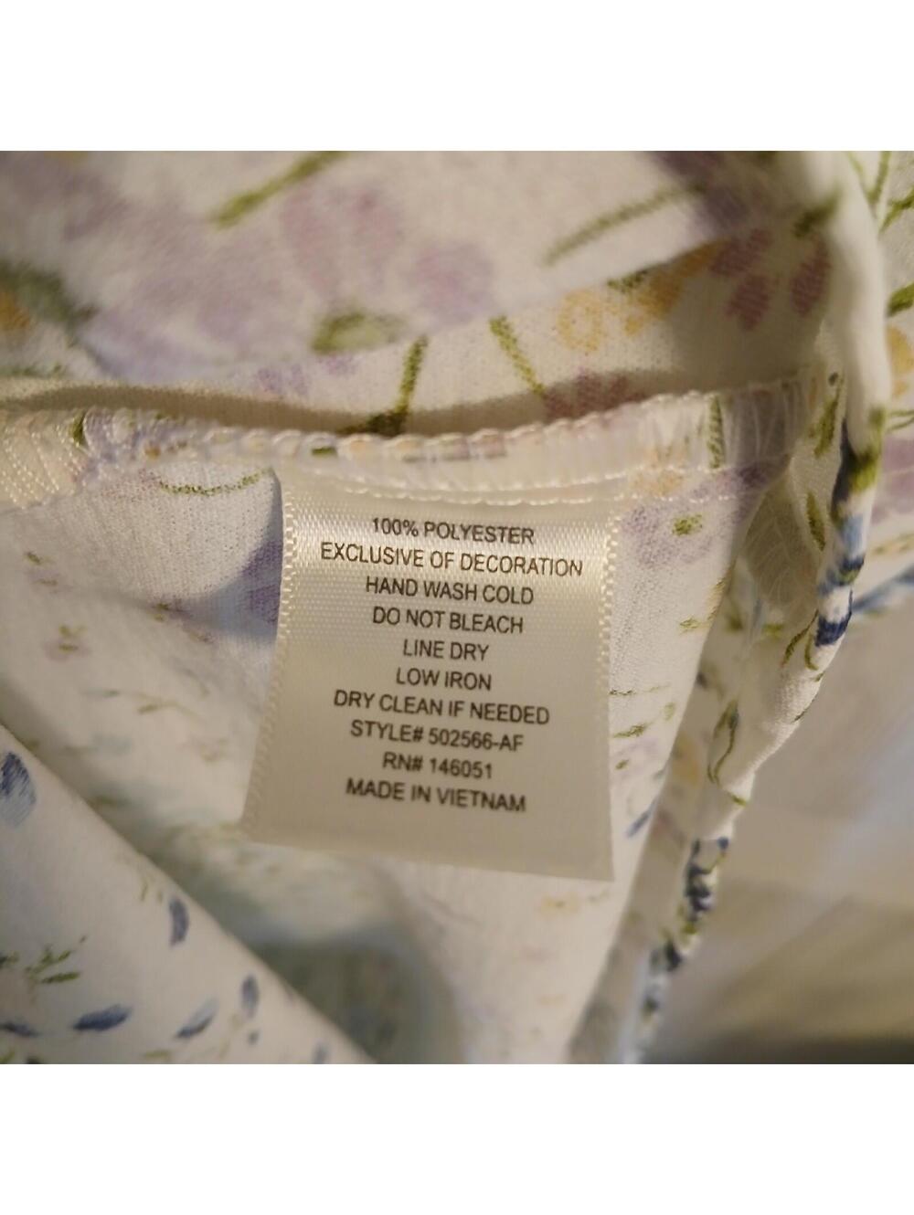 Monteau Floral Print Short Sleeve Dress Small Lace Edged V-Neck Midi Shift Pullo - Picture 9 of 9